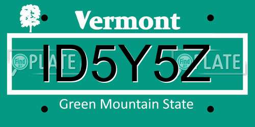 ID5Y5Z Vermont License Plate