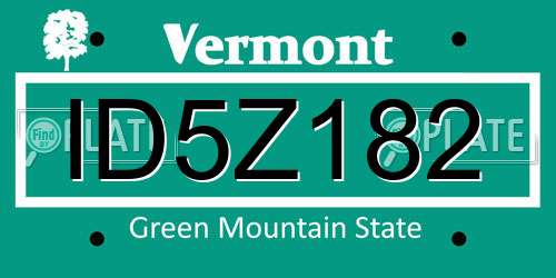 ID5Z182 Vermont License Plate