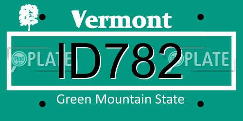 ID782 Vermont License Plate