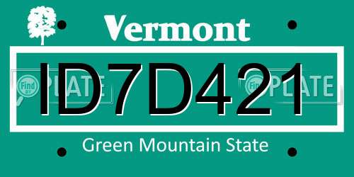 ID7D421 Vermont License Plate