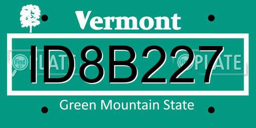 ID8B227 Vermont License Plate