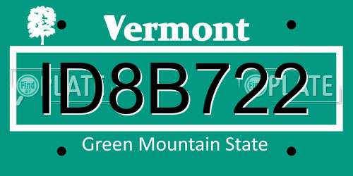 ID8B722 Vermont License Plate