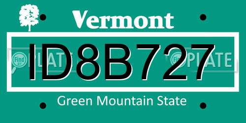 ID8B727 Vermont License Plate