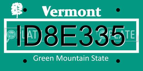 ID8E335 Vermont License Plate
