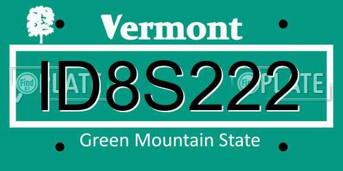 ID8S222 Vermont License Plate