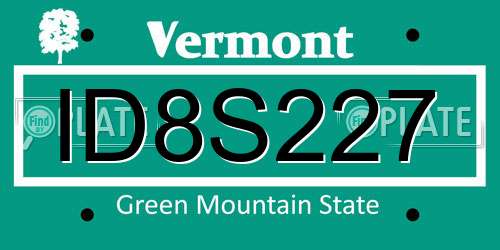 ID8S227 Vermont License Plate