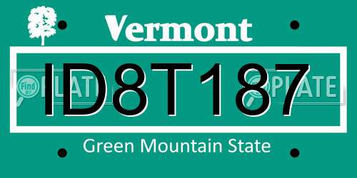 ID8T187 Vermont License Plate