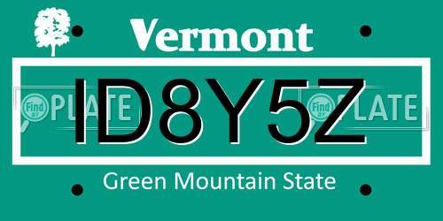 ID8Y5Z Vermont License Plate