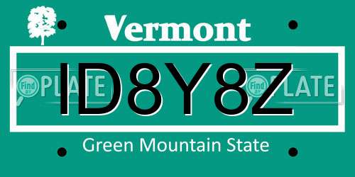 ID8Y8Z Vermont License Plate