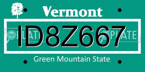 ID8Z667 Vermont License Plate