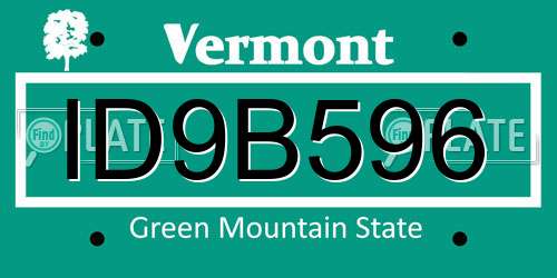 ID9B596 Vermont License Plate