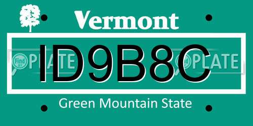 ID9B8C Vermont License Plate
