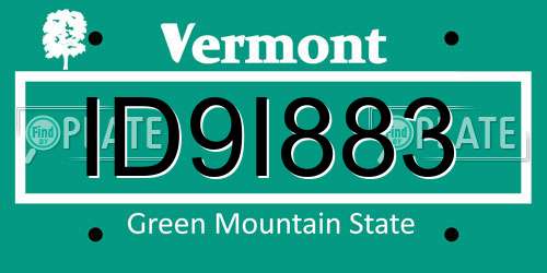 ID9I883 Vermont License Plate