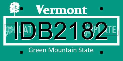 IDB2182 Vermont License Plate