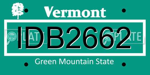 IDB2662 Vermont License Plate