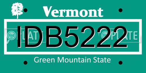 IDB5222 Vermont License Plate
