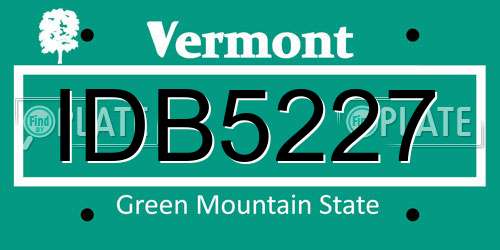 IDB5227 Vermont License Plate