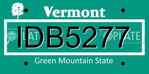 IDB5277 Vermont License Plate