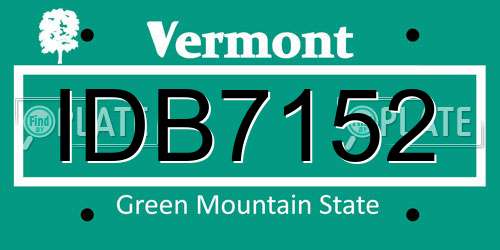 IDB7152 Vermont License Plate