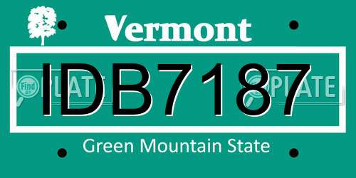 IDB7187 Vermont License Plate