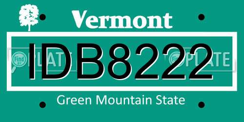 IDB8222 Vermont License Plate