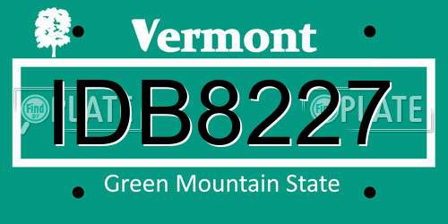 IDB8227 Vermont License Plate