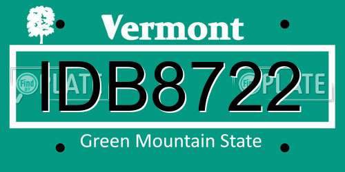 IDB8722 Vermont License Plate