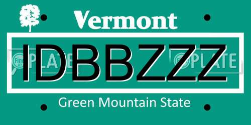 IDBBZZZ Vermont License Plate