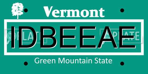 IDBEEAE Vermont License Plate