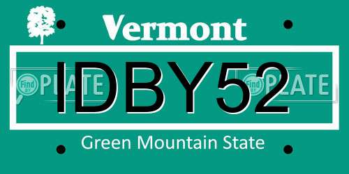 IDBY52 Vermont License Plate