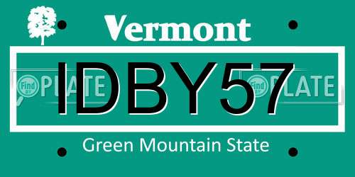 IDBY57 Vermont License Plate