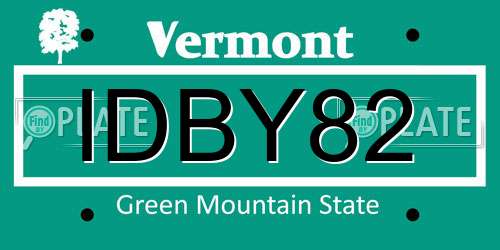 IDBY82 Vermont License Plate