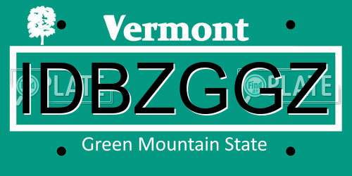 IDBZGGZ Vermont License Plate