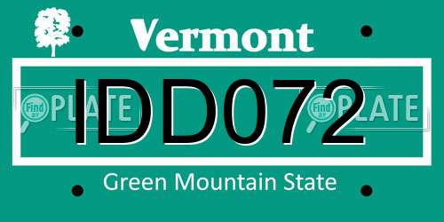 IDD072 Vermont License Plate
