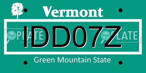 IDD07Z Vermont License Plate