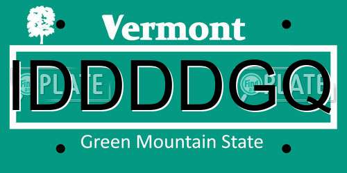IDDDDGQ Vermont License Plate