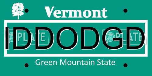 IDDODGD Vermont License Plate