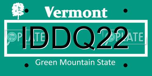 IDDQ22 Vermont License Plate