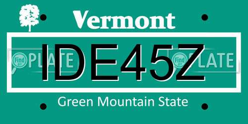 IDE45Z Vermont License Plate