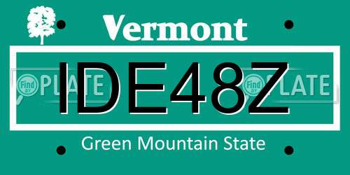 IDE48Z Vermont License Plate