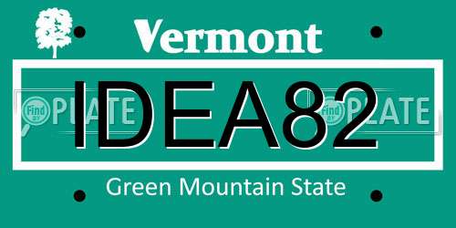 IDEA82 Vermont License Plate