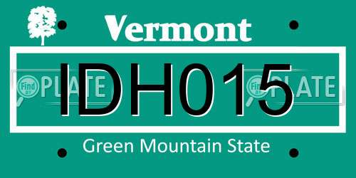 IDH015 Vermont License Plate
