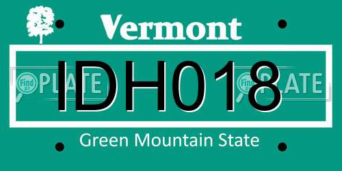 IDH018 Vermont License Plate