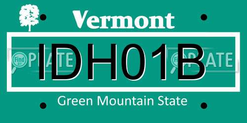 IDH01B Vermont License Plate