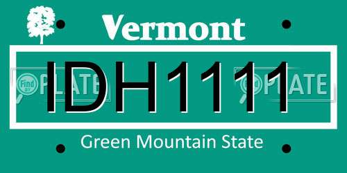 IDH1111 Vermont License Plate