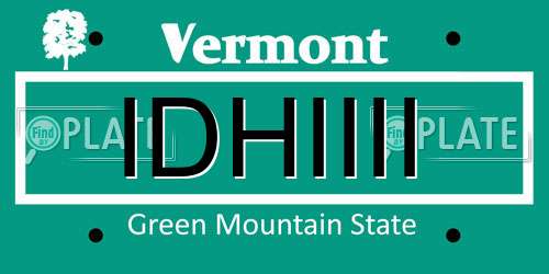 IDHIIII Vermont License Plate