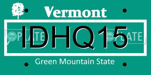 IDHQ15 Vermont License Plate