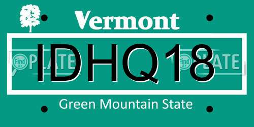 IDHQ18 Vermont License Plate