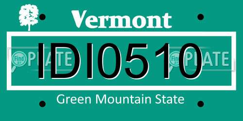 IDI0510 Vermont License Plate