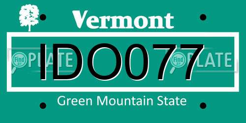 IDO077 Vermont License Plate